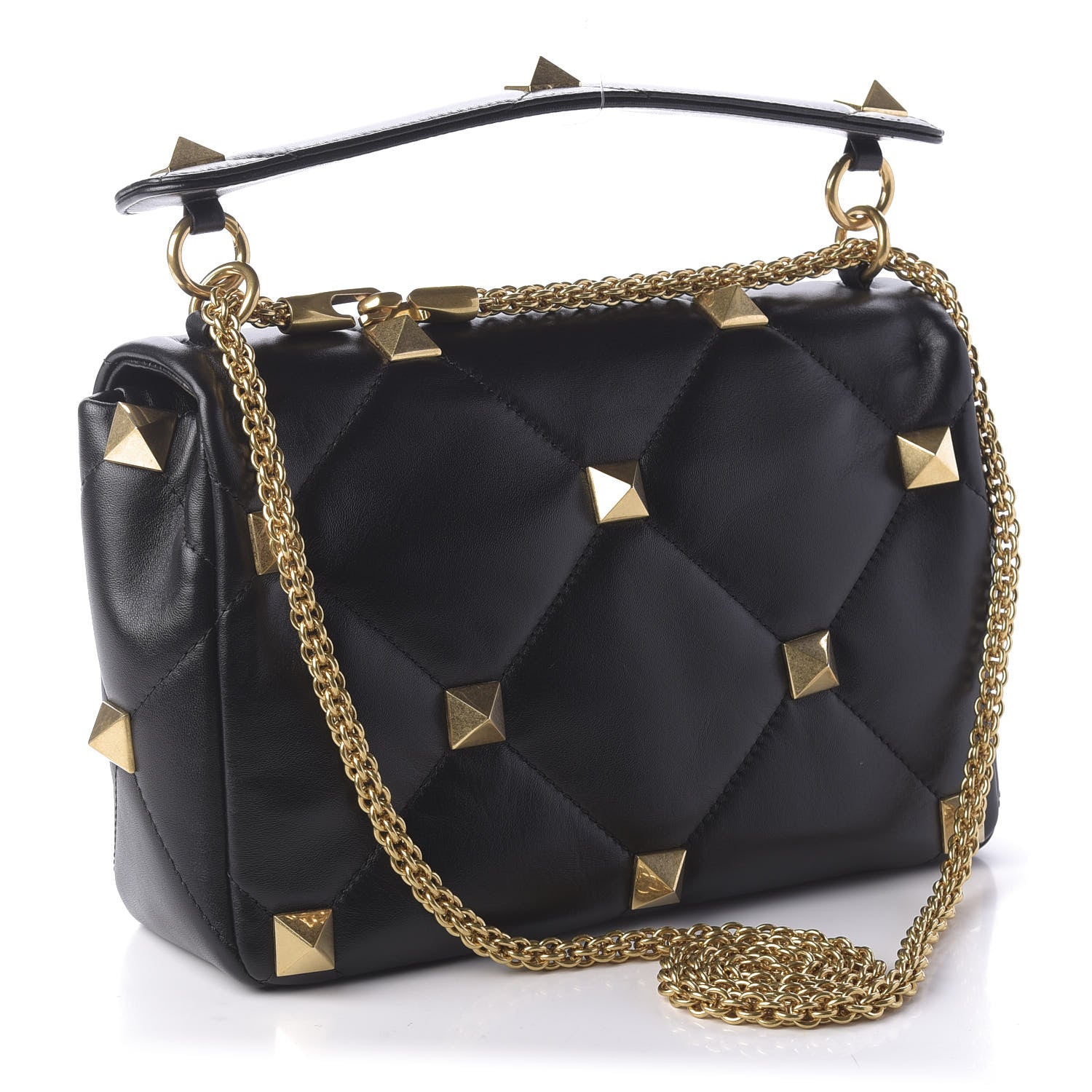 Valentino Garavani Nappa Large Roman Stud Shoulder Bag Black 3 of 10