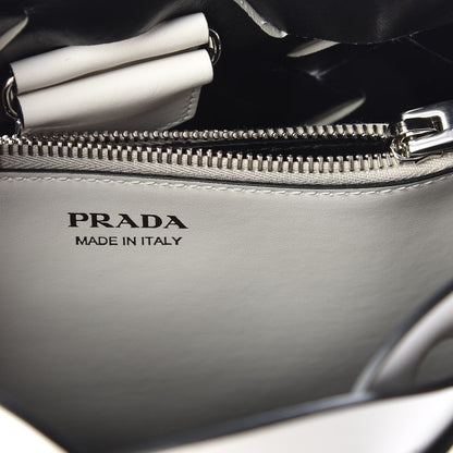 Prada Vitello Intreccio Tress Handbag White Black 9 of 10