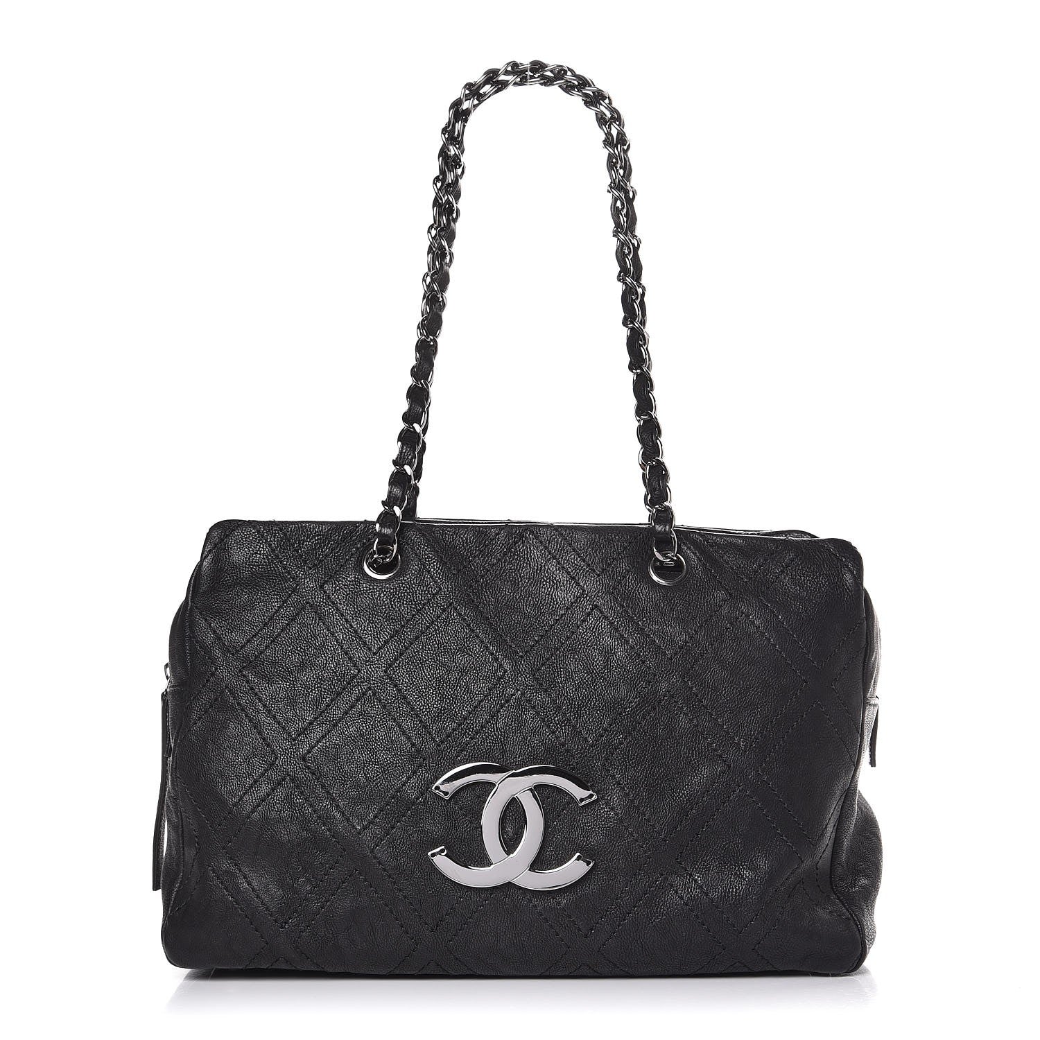 Chanel Calfskin Large Diamond Stitch Tote Black 1 of 11