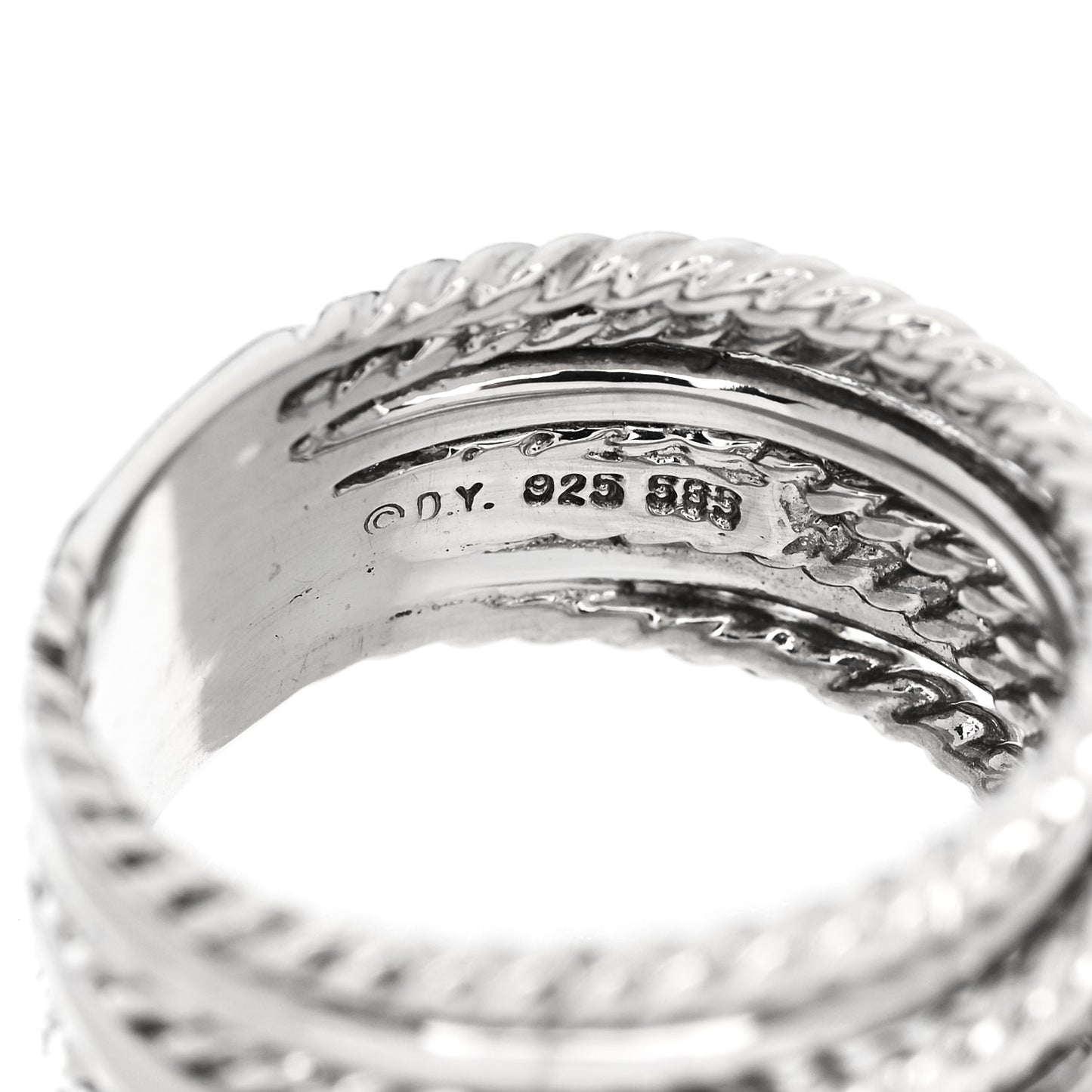 Sterling Silver Diamond 12mm Wide Crossover Cable Ring 54 7