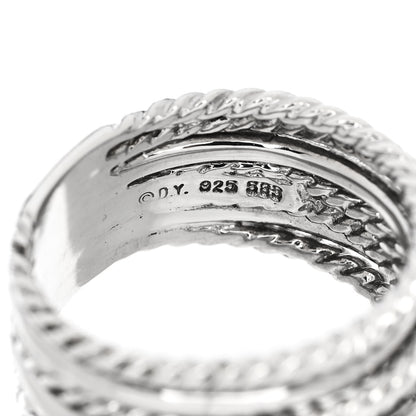 David Yurman Sterling Silver Diamond 12mm Wide Crossover Cable Ring 54 7 4 of 4