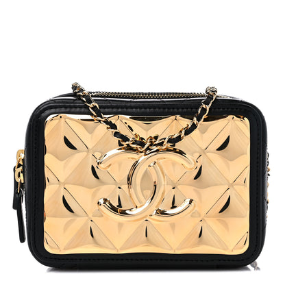 Chanel Lambskin Quilted Golden Plate Clutch With Chain Black 1 of 9