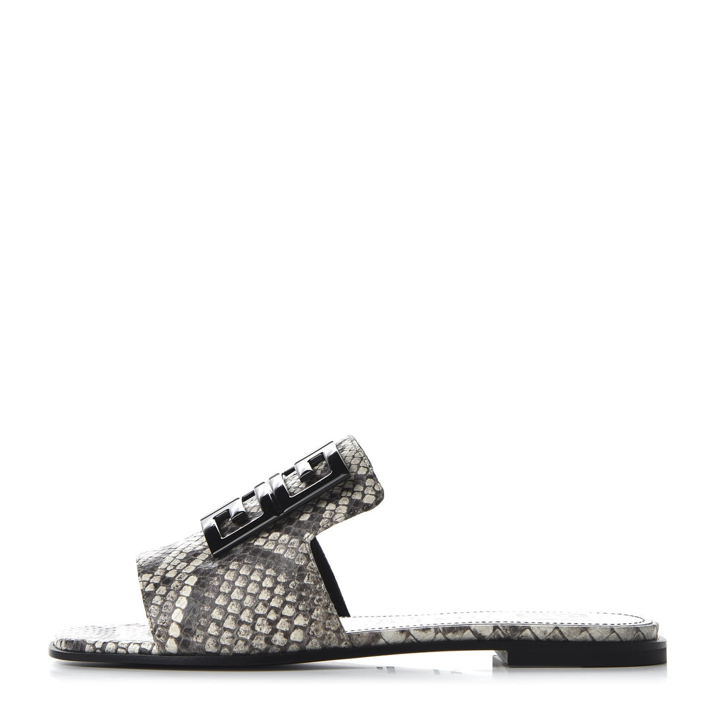 Calfskin Python Print 4G Flat Sandals 35.5 Stone Grey