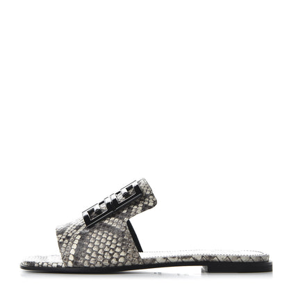 Givenchy Calfskin Python Print 4G Flat Sandals 35.5 Stone Grey 1 of 9
