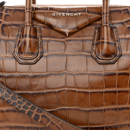 Givenchy Calfskin Crocodile Embossed Small Antigona Brown 8 of 12