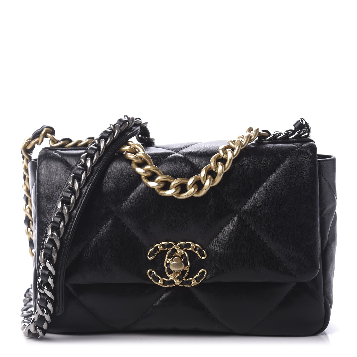 Chanel Lambskin Quilted Medium 19 Flap Black 1 of 11