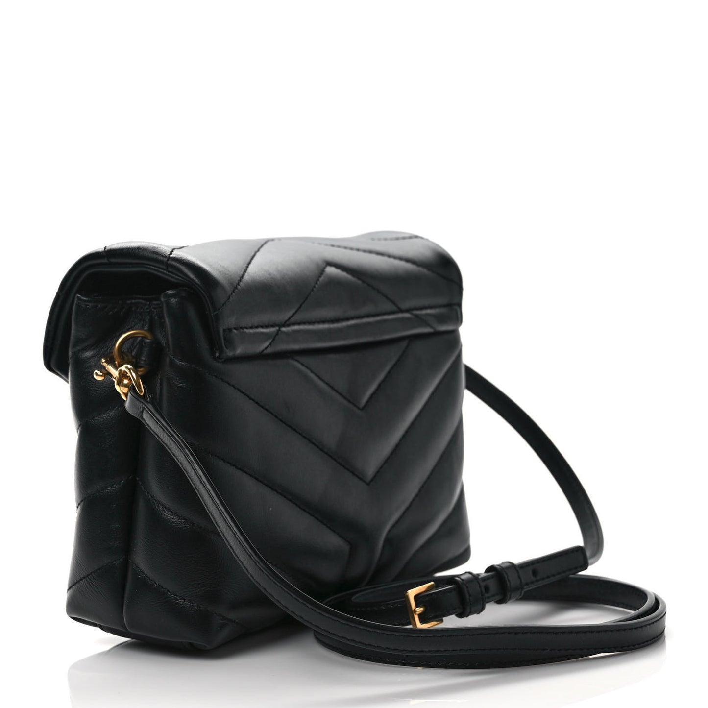 Calfskin Y Quilted Monogram Toy Loulou Crossbody Bag Black