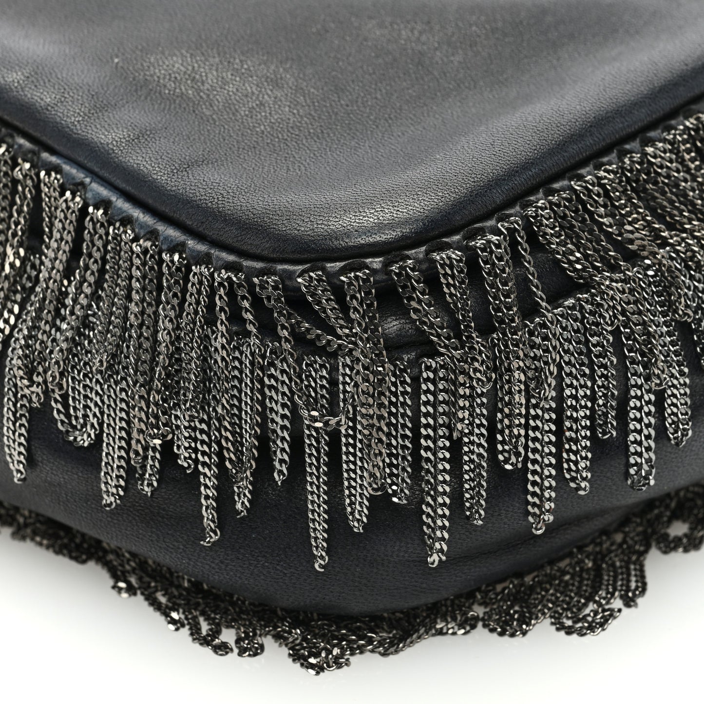 Lambskin Rock And Cabaret Chain Fringe Flap Black