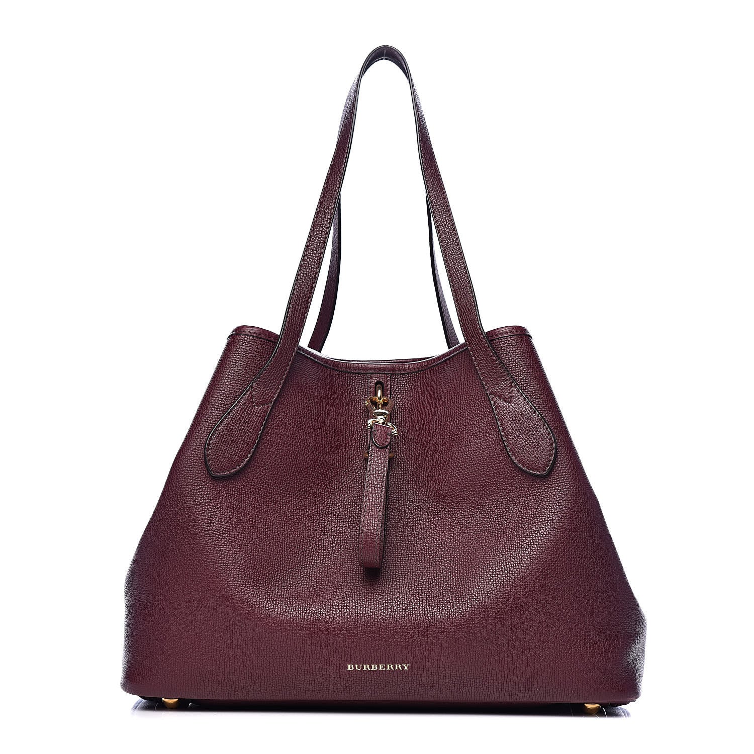 Burberry Grainy Calfskin Medium Honeybrook Tote Dark Plum 3 of 11