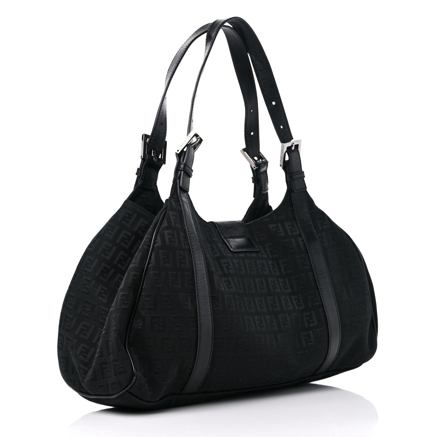 Fendi Zucchino Vitello Shoulder Bag Black 3 of 12