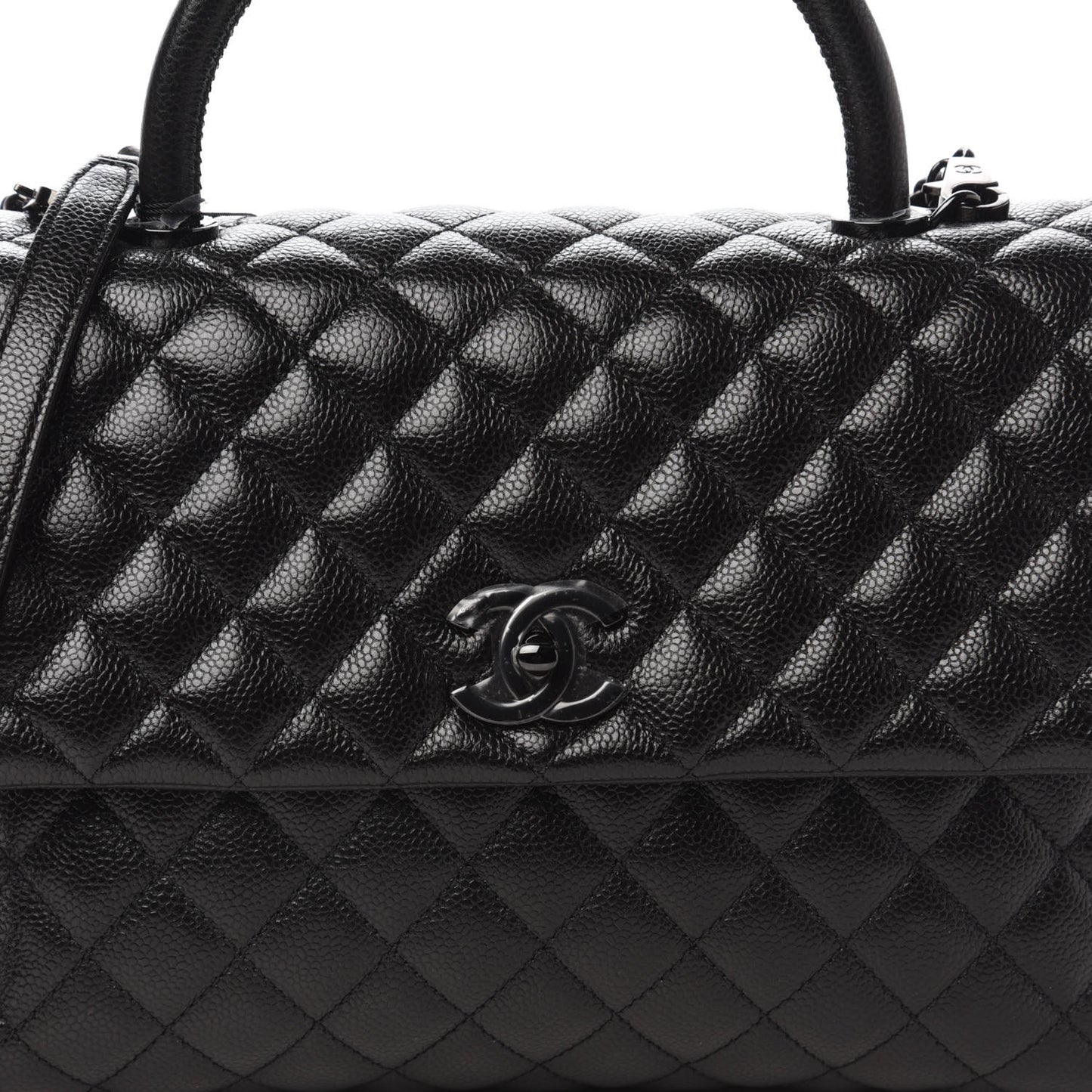 Caviar Quilted Medium Coco Handle Flap So Black
