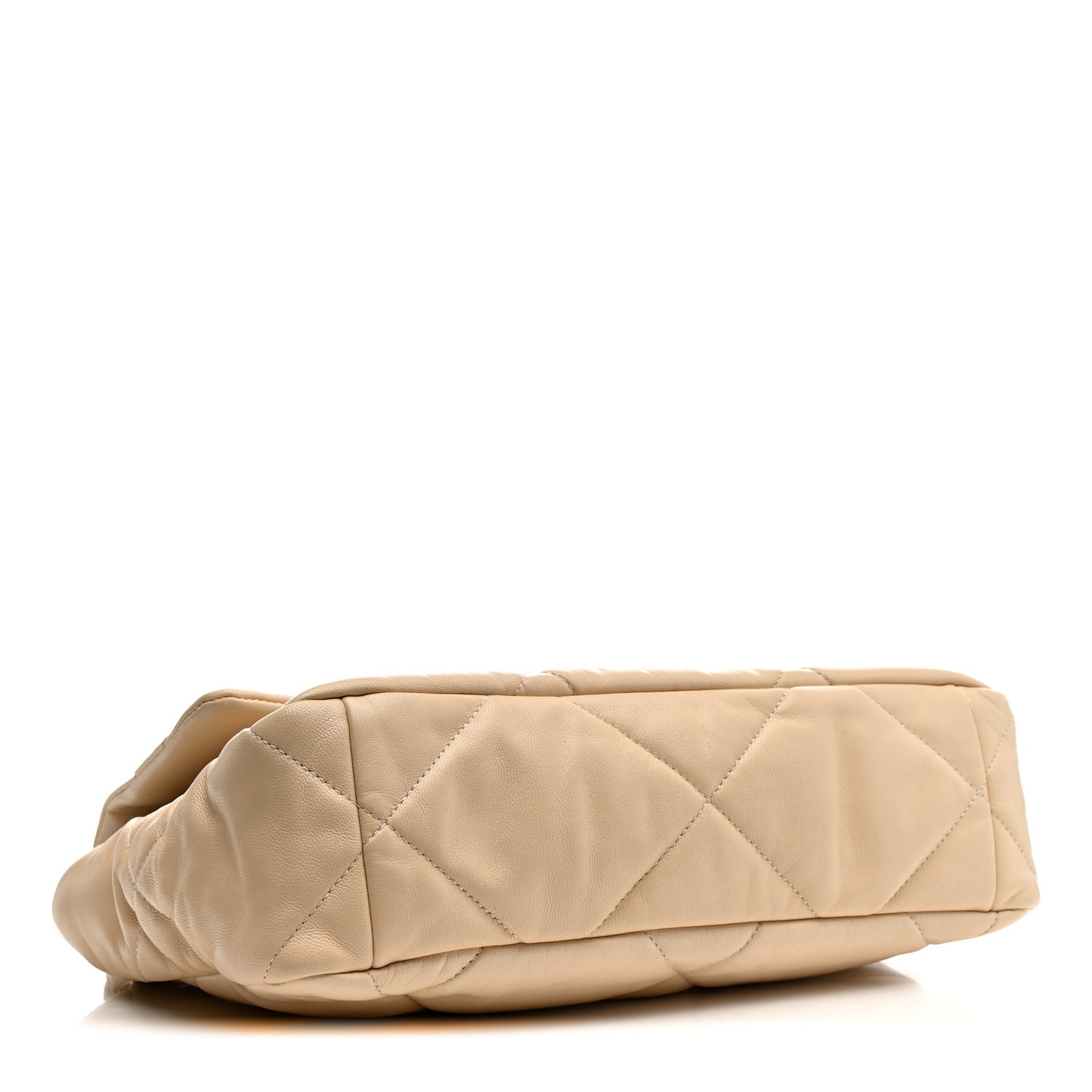 Goatskin Quilted Large Chanel 19 Flap Beige