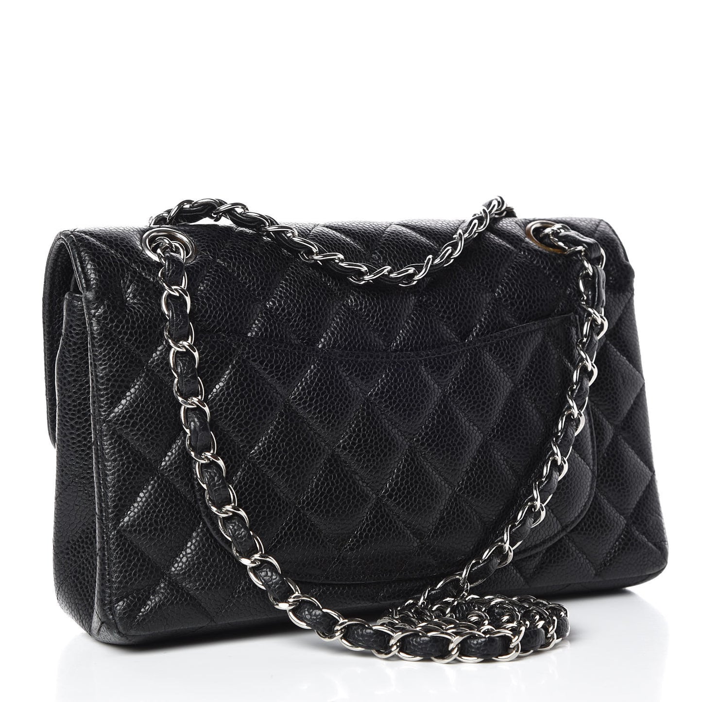 Caviar Quilted Small Double Flap Black