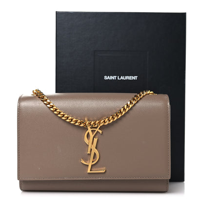 Saint Laurent Grain De Poudre Small Monogram Kate Satchel Taupe 10 of 10