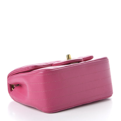 Chanel Lambskin Chevron Quilted Mini Square Flap Fuchsia 4 of 14