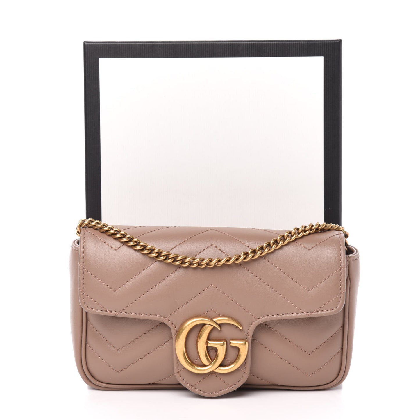 Calfskin Matelasse Super Mini GG Marmont Shoulder Bag Porcelain Rose