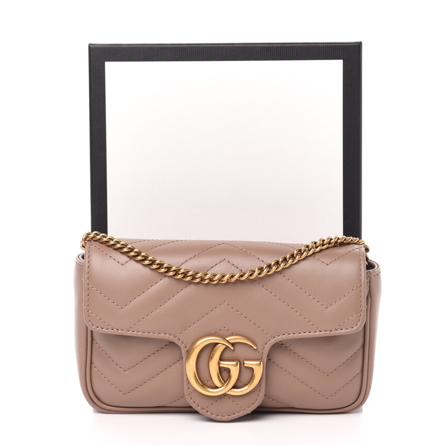 Gucci Calfskin Matelasse Super Mini GG Marmont Shoulder Bag Porcelain Rose 11 of 11
