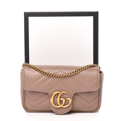 Gucci Calfskin Matelasse Super Mini GG Marmont Shoulder Bag Porcelain Rose 11 of 11
