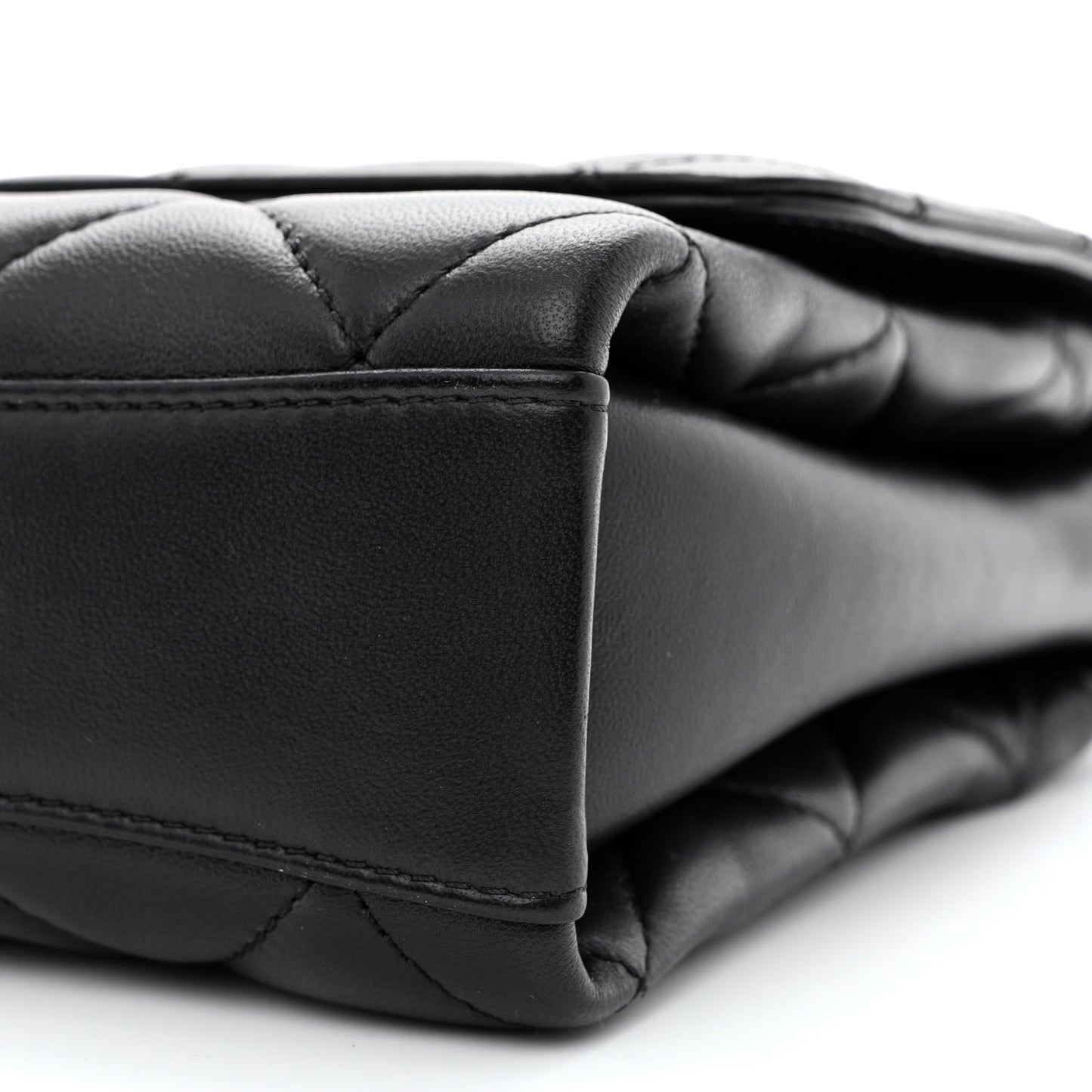 Lambskin Quilted CC Crystal Logo Chain Flap Black