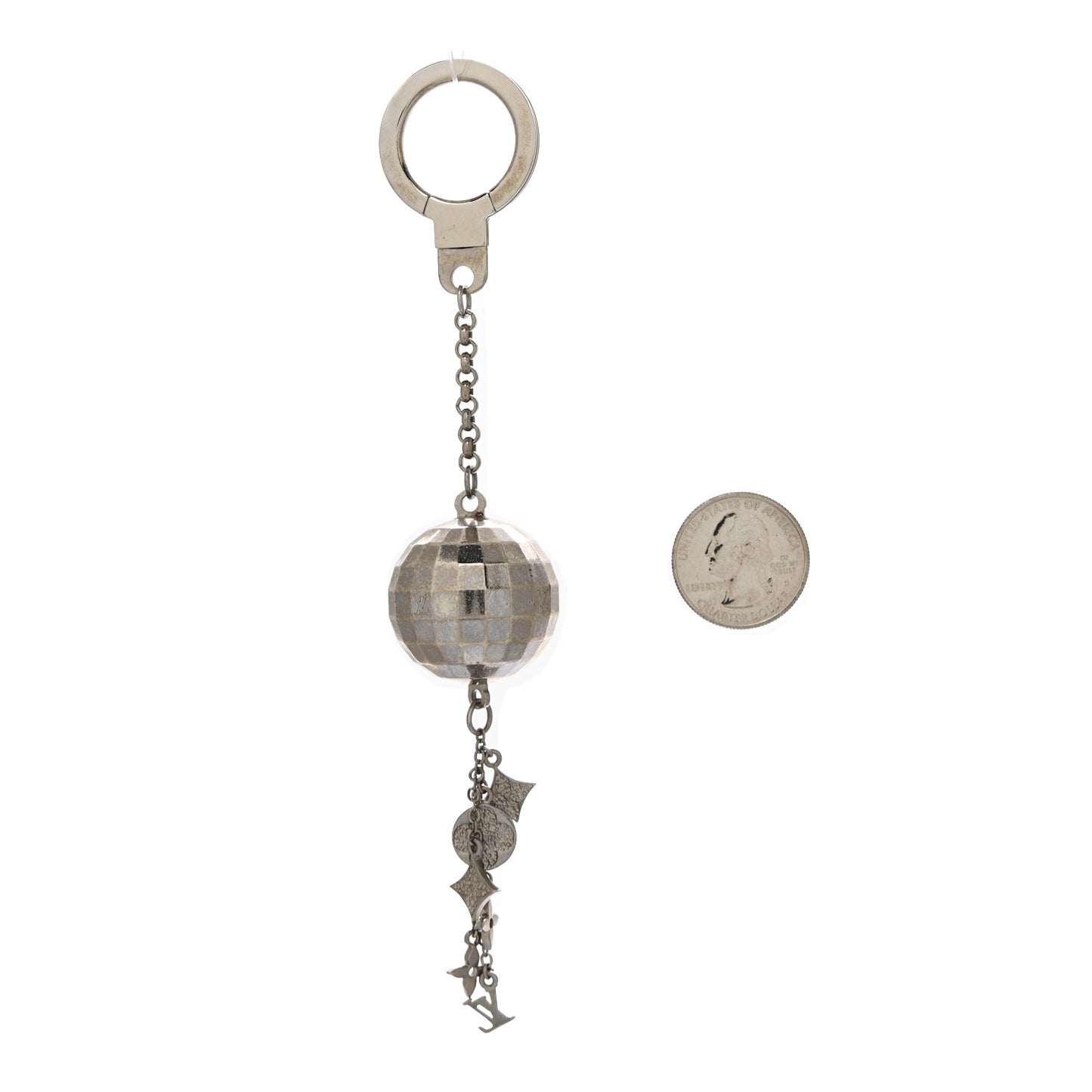 Mirror Ball Disco Key Holder Chain Ring Silver