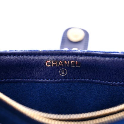 Chanel Velvet Quilted Mini Phone Holder Crossbody Bag Blue 8 of 12