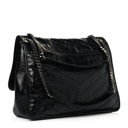 Saint Laurent Crinkled Calfskin Matelasse Monogram Large Niki Chain Satchel Black 3 of 12