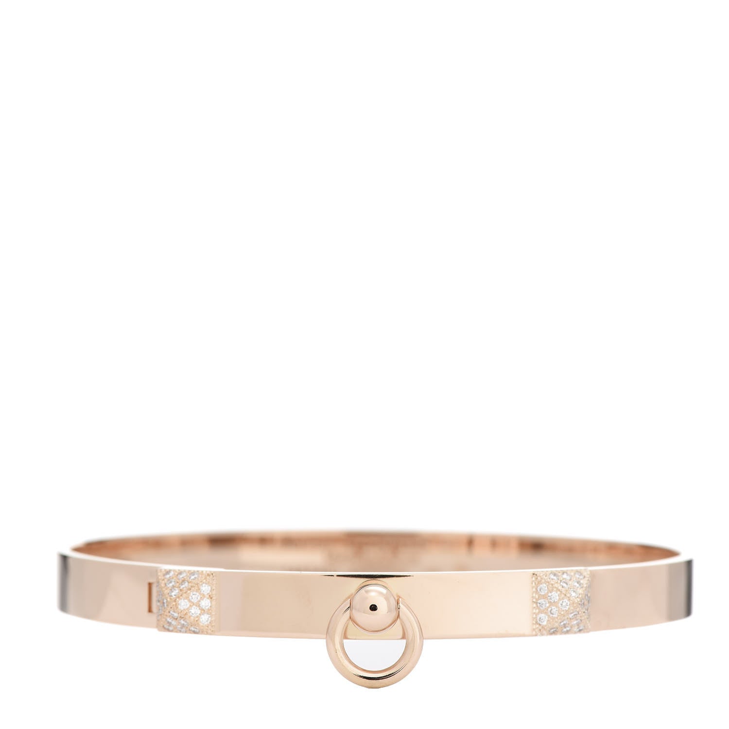 Hermes 18K Rose Gold Diamond PM Collier De Chien Bracelet ST 1 of 4