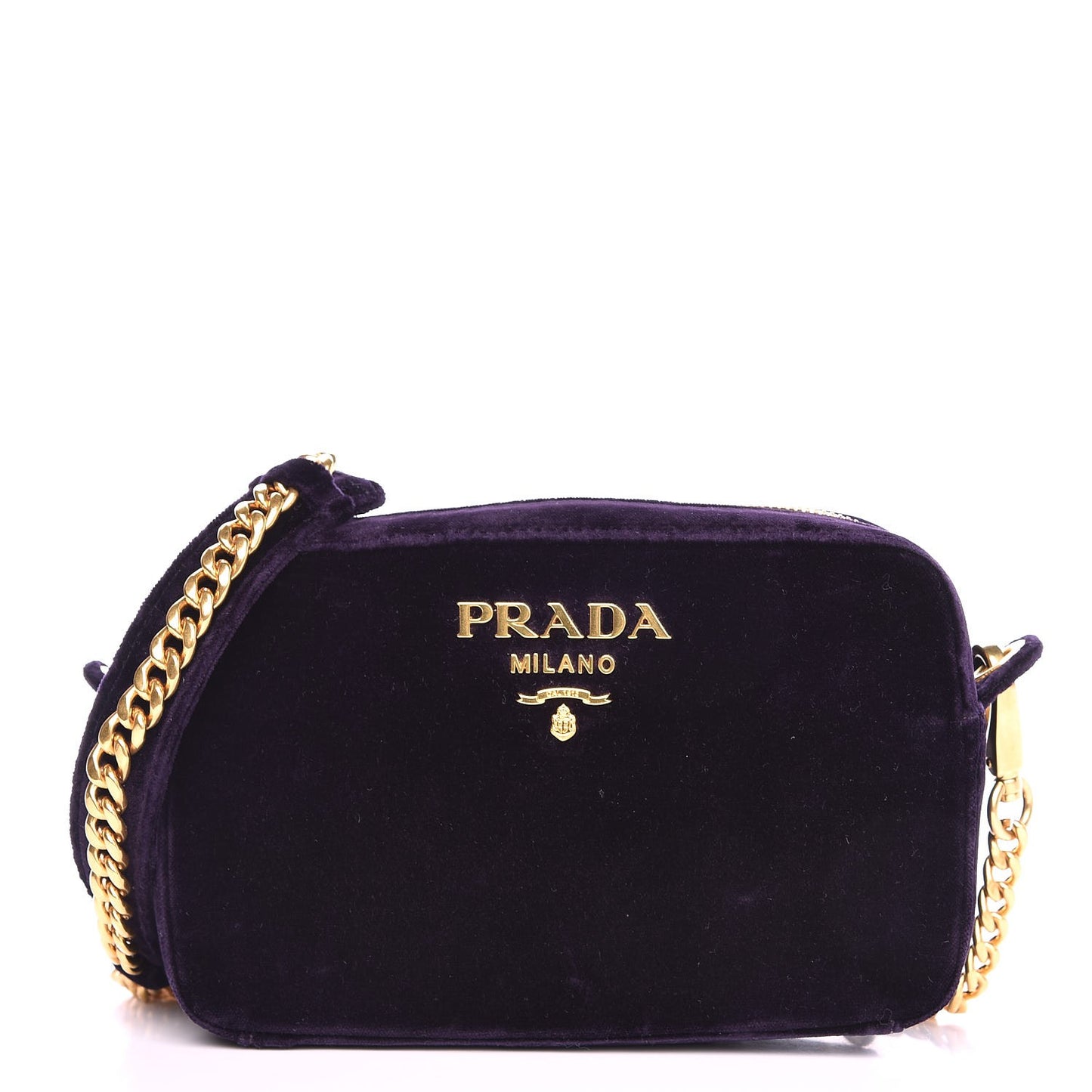 Velluto Zip Top Chain Shoulder Bag Prugna