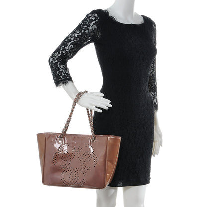 Chanel Patent Perforated CC Shopping Tote Pink 2 of 8
