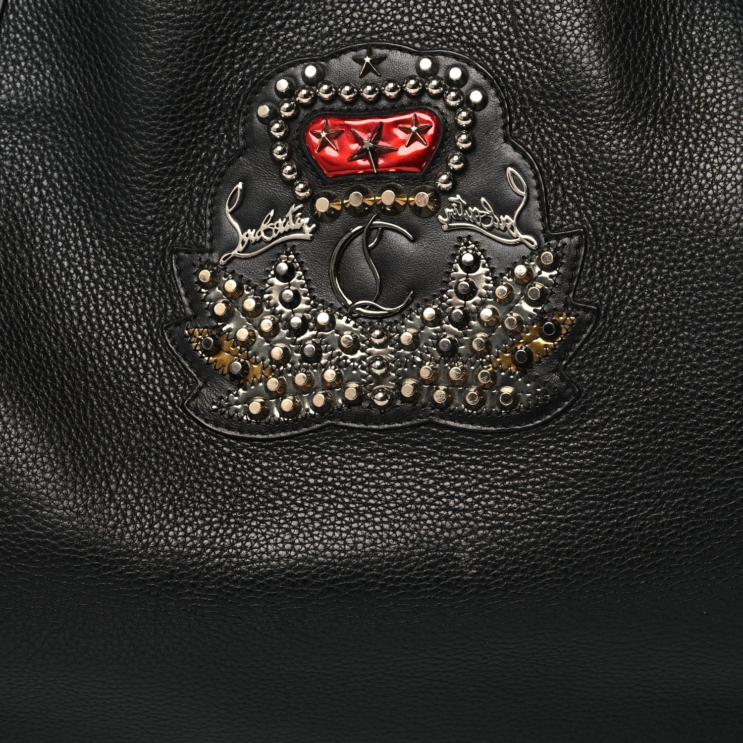 Christian Louboutin Canvas Calfskin Bagdamon Duffle Bag Black Red 7 of 11
