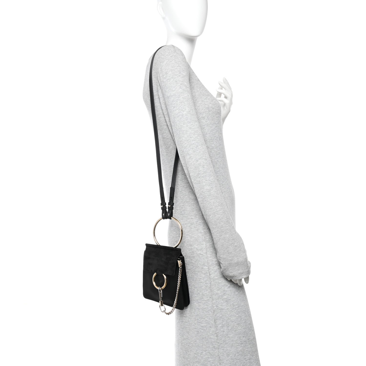 Chloe Suede Calfskin Mini Faye Bracelet Bag Black 2 of 10