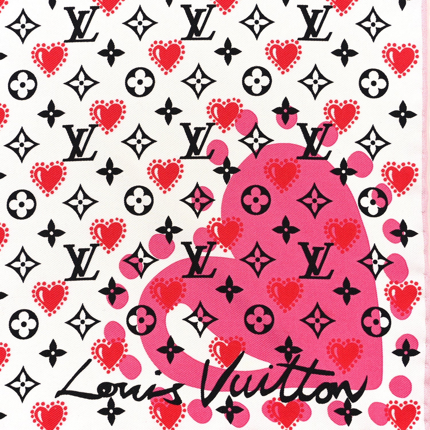 Louis Vuitton Silk I LV U Square 45 Scarf Pink White 2 of 3