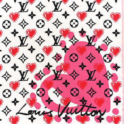 Louis Vuitton Silk I LV U Square 45 Scarf Pink White 2 of 3