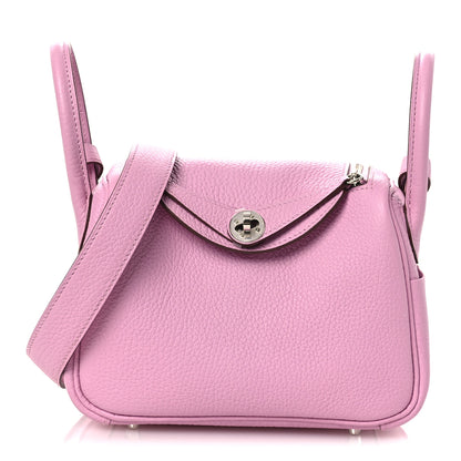 Hermes Taurillon Clemence Mini Lindy 20 Mauve Sylvestre 1 of 14