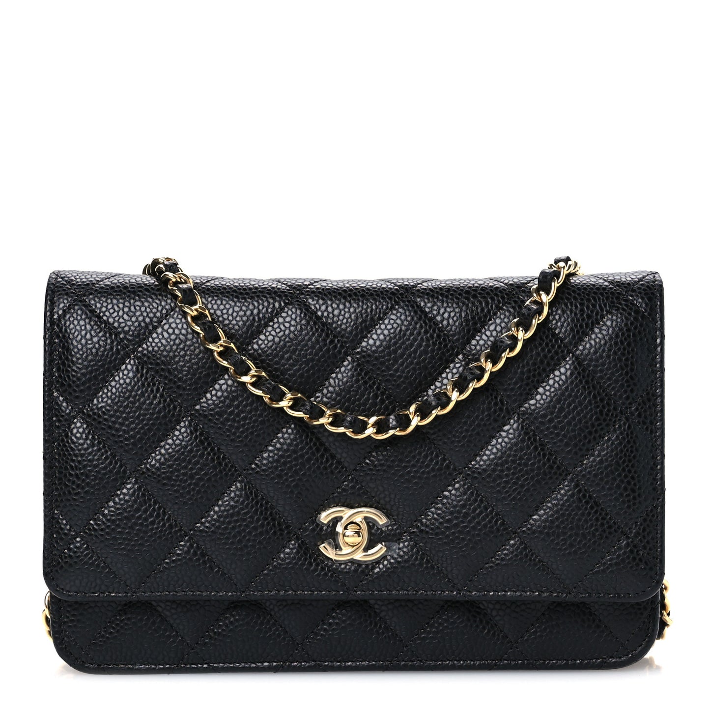 Caviar Quilted CC Turnlock Wallet On Chain WOC Black