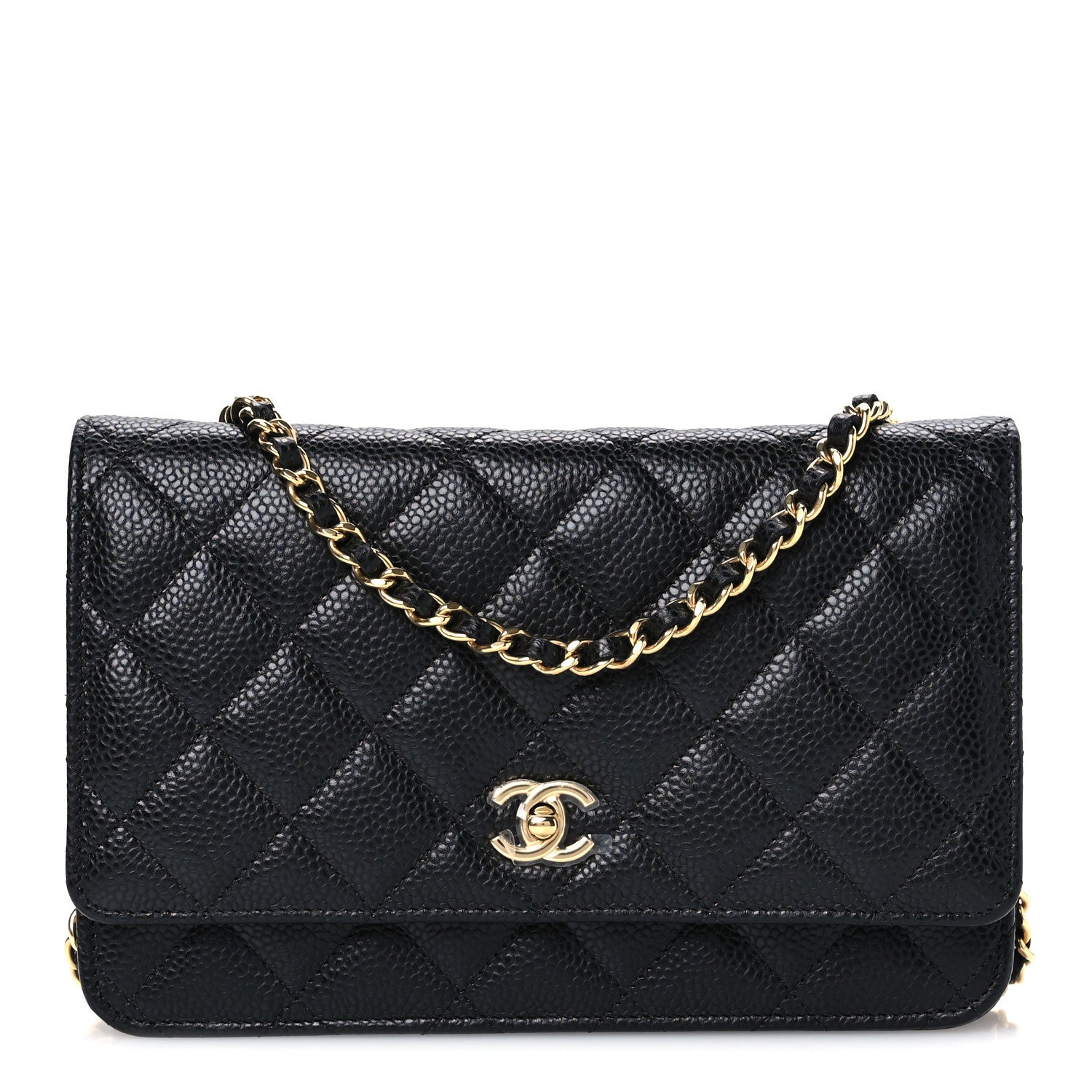 Chanel Caviar Quilted CC Turnlock Wallet On Chain WOC Black 1 of 12
