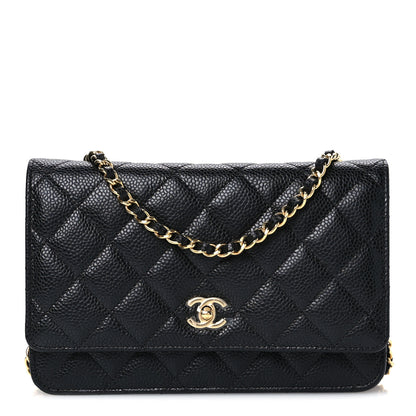 Chanel Caviar Quilted CC Turnlock Wallet On Chain WOC Black 1 of 12