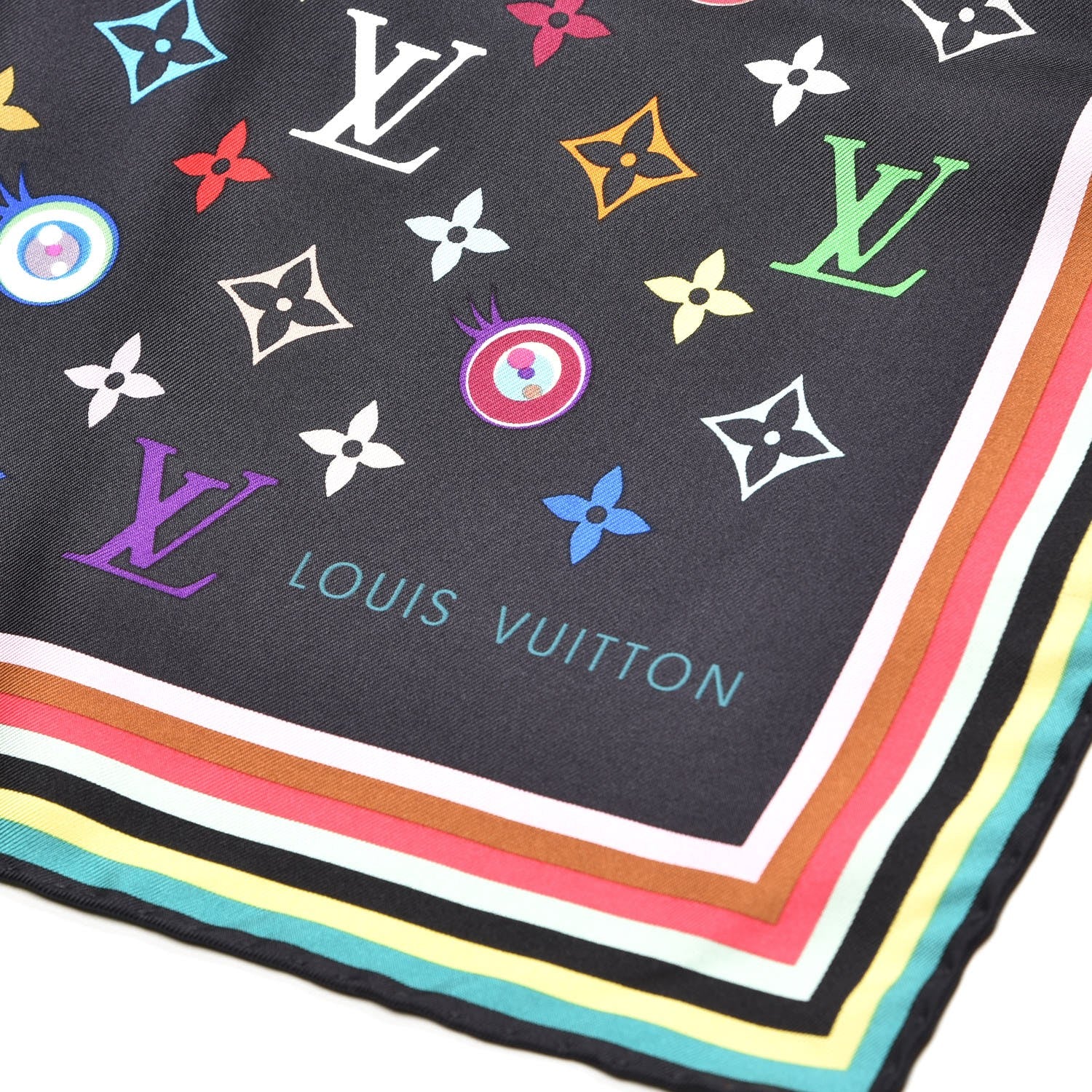 Louis Vuitton Silk Multicolor Eye Love Scarf Black 3 of 5