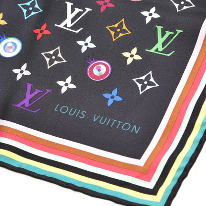 Louis Vuitton Silk Multicolor Eye Love Scarf Black 3 of 5
