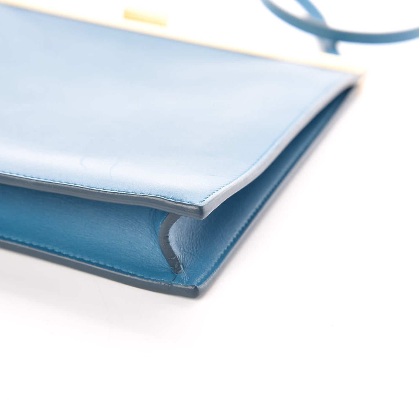 Smooth Calfskin Mini Clasp Bag Teal Blue