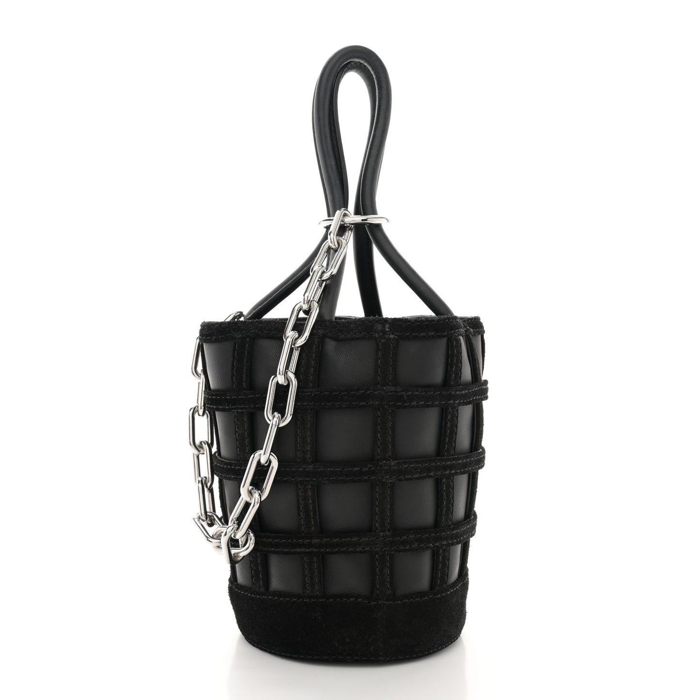 Suede Calfskin Roxy Mini Bucket Bag Black