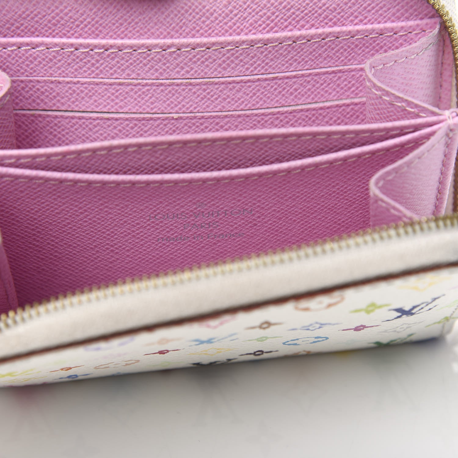 Louis Vuitton Monogram Multicolor Zippy Coin Purse Wallet White Litchi 6 of 7