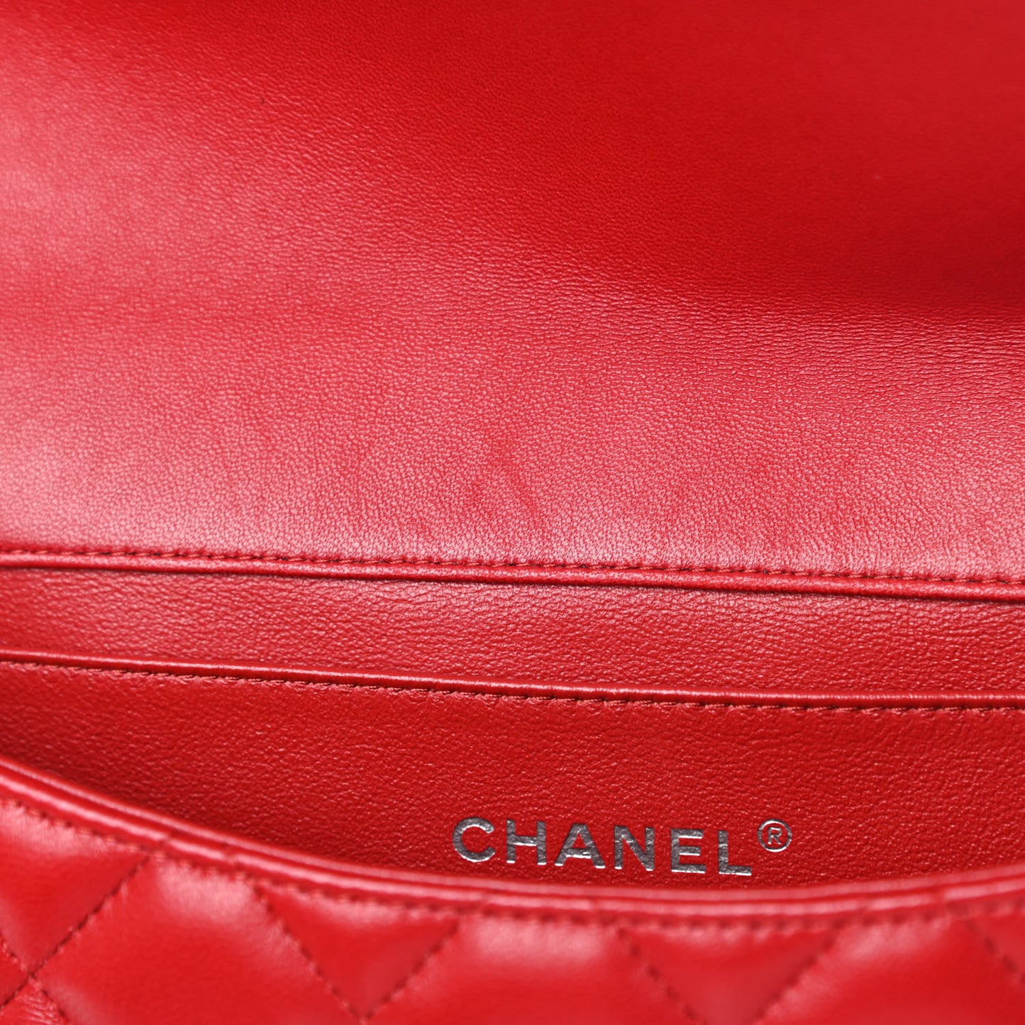 Lambskin Quilted Clutch With Chain Flap Red