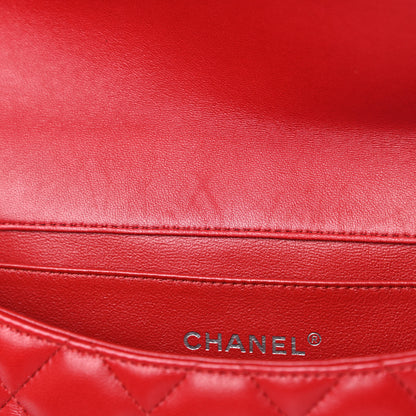 Chanel Lambskin Quilted Clutch With Chain Flap Red 11 of 13