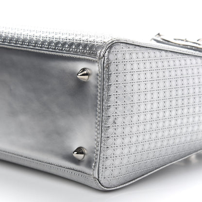 Christian Dior Metallic Patent Micro-Cannage Medium Lady Dior Silver 6 of 8