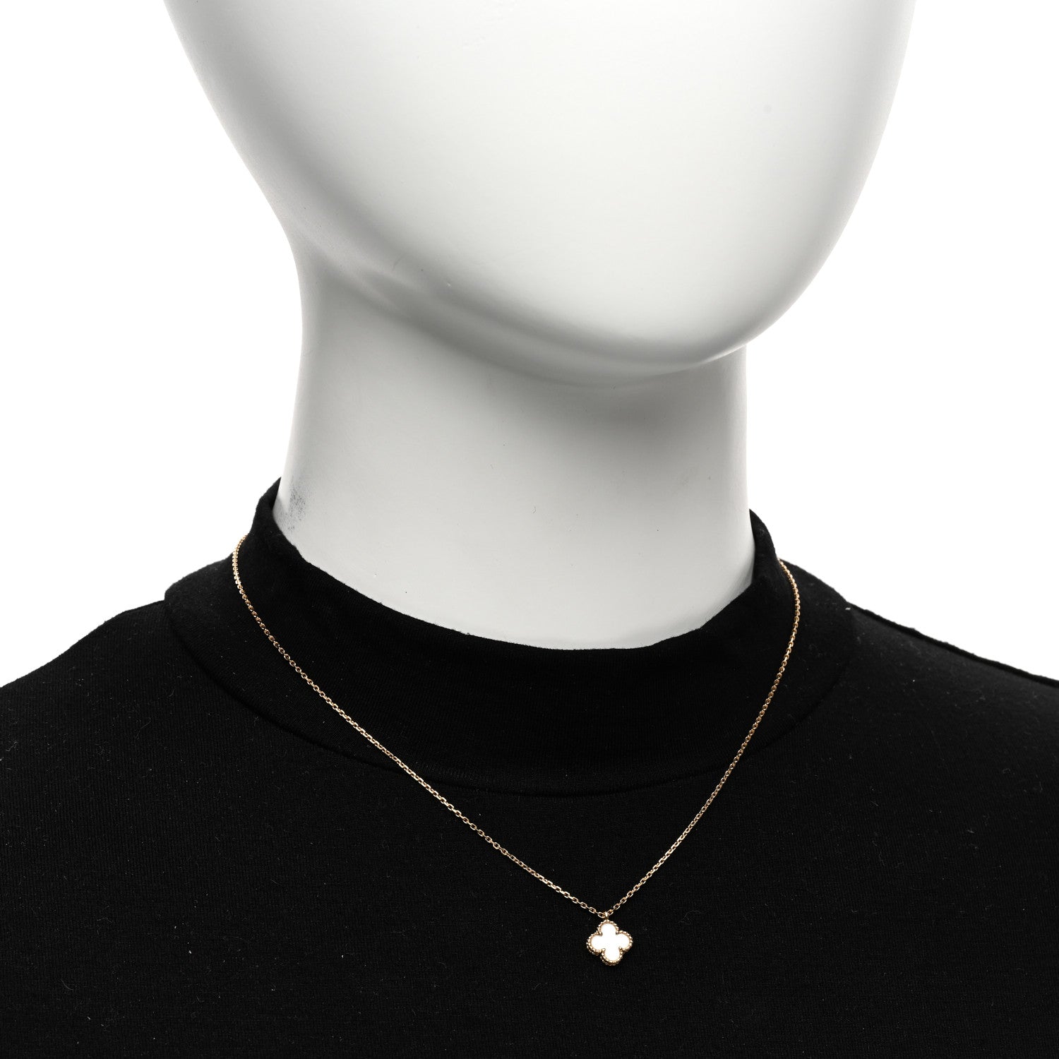 Van Cleef & Arpels 18K Yellow Gold Mother of Pearl Sweet Alhambra Pendant Necklace 2 of 6