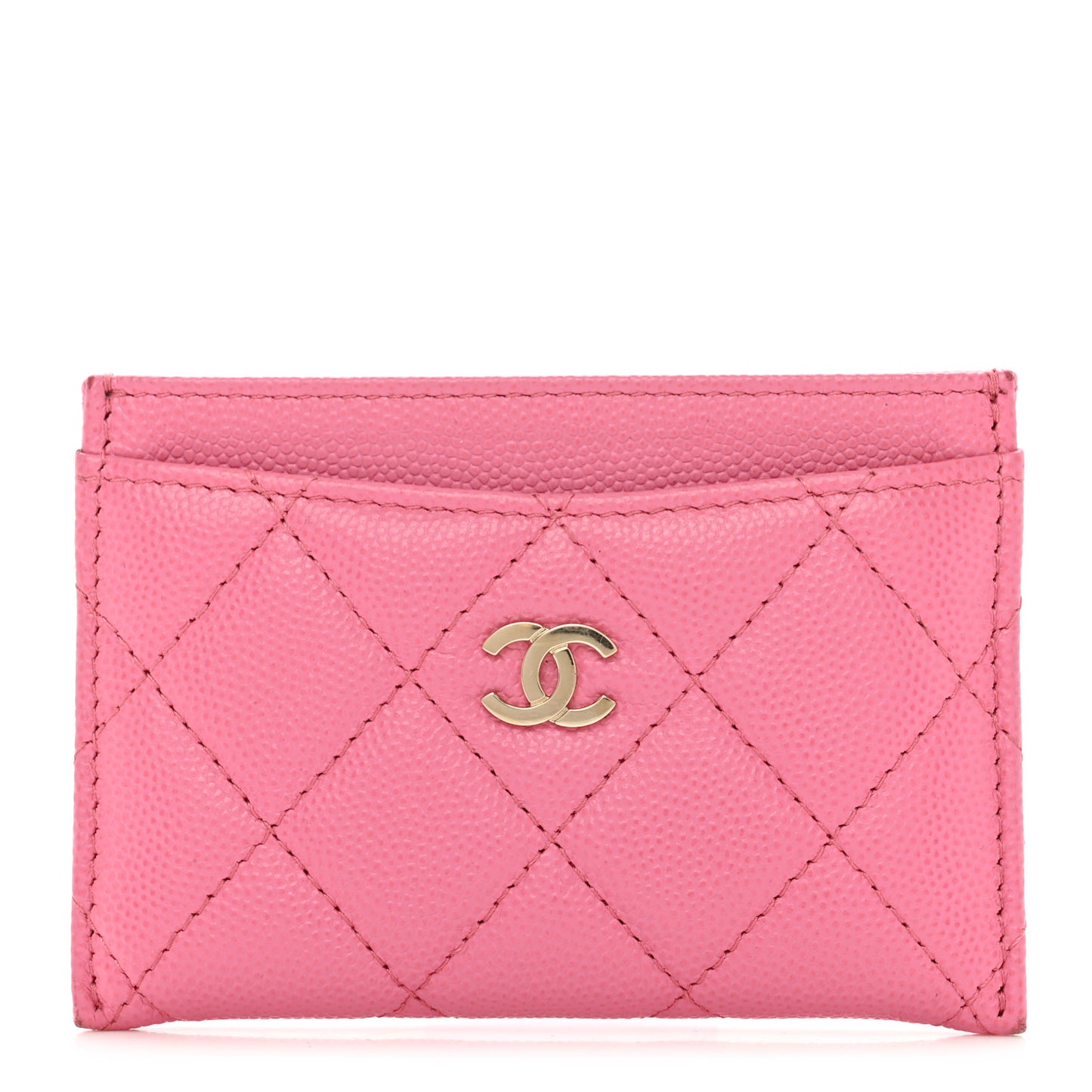 Caviar Quilted Card Holder Pink
