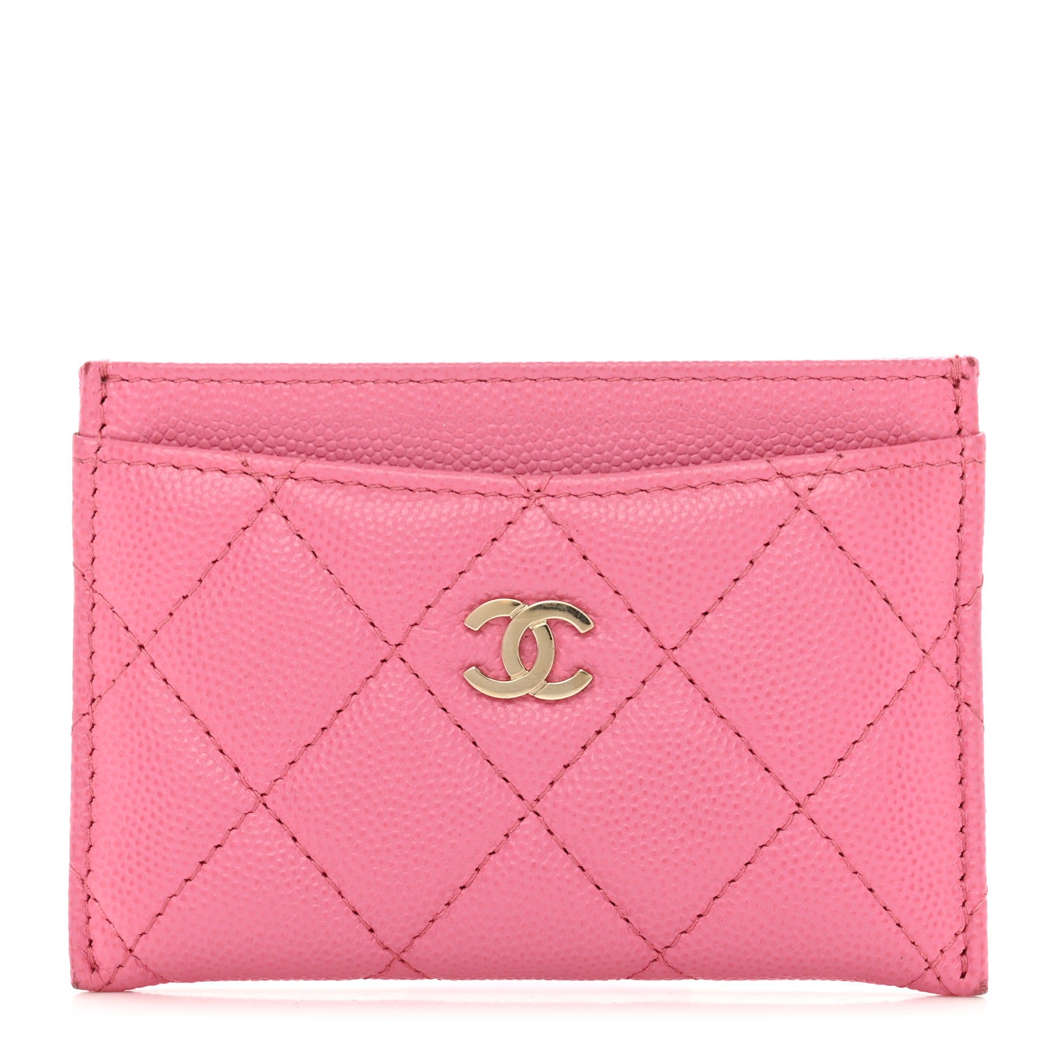 Chanel Caviar Quilted Card Holder Pink 1 of 9