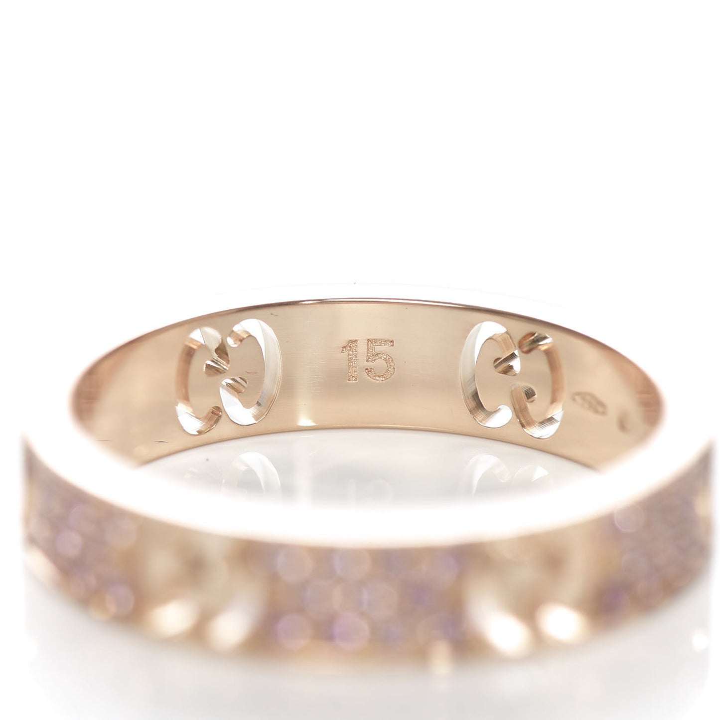 18K Rose Gold Pink Sapphire Icon Stardust Thin Band Ring 54 7