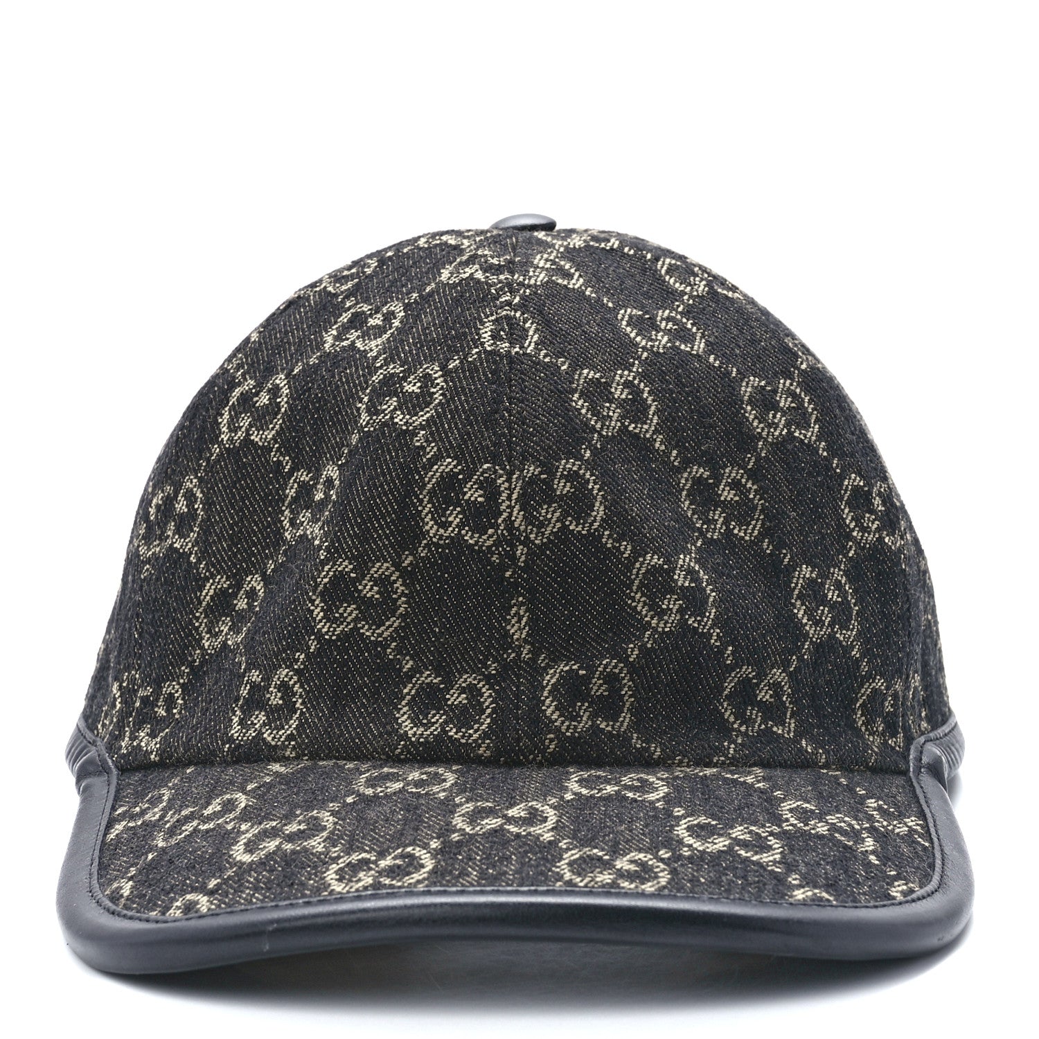 Gucci Denim Calfskin GG Monogram Oscar Baseball Hat L Black Ivory 2 of 9
